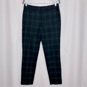Madewell green and black plaid wool blend pants slim